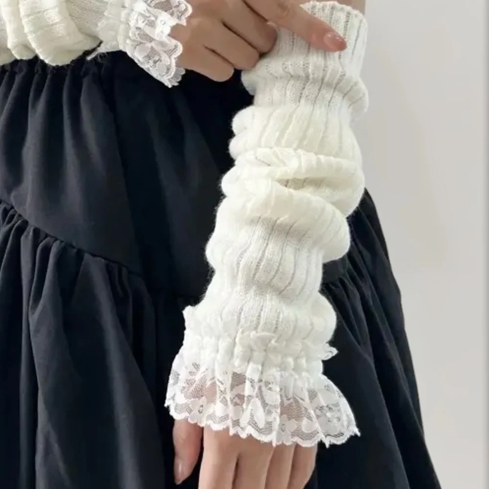 🌸Knit Lace  Arm Warmers Lace Trim